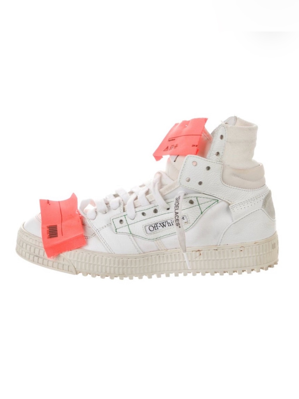 Off-White woman White High-Top Sneakers with Coral Zip-Tie Accents 9